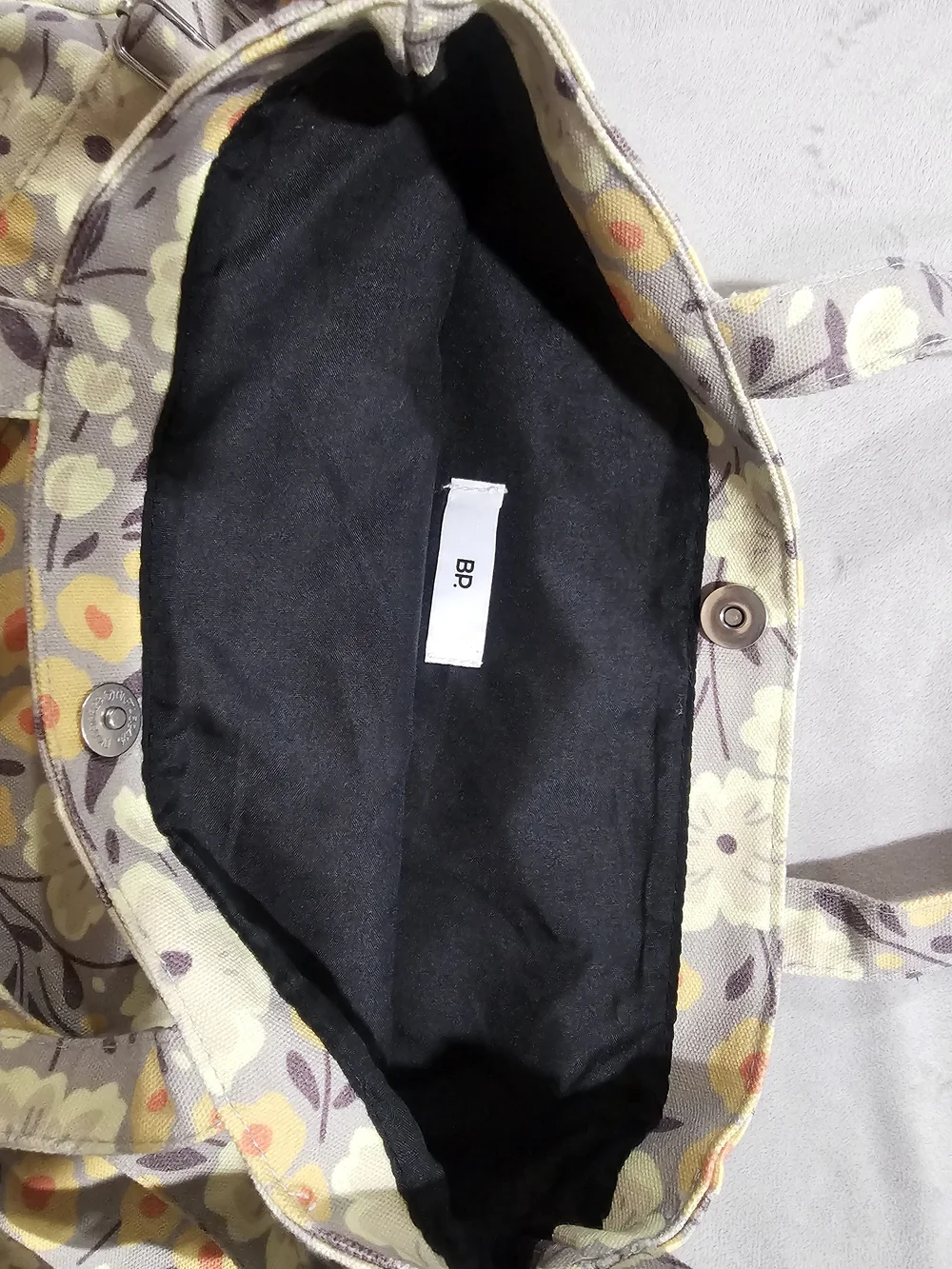 Floral Canvas Tote Bag in Cream and Purple - Unbranded